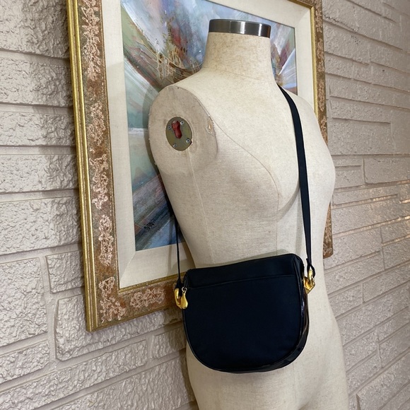 Allan Edwards Nylon Patent Leather Trim CrossBody Bag - Picture 16 of 16